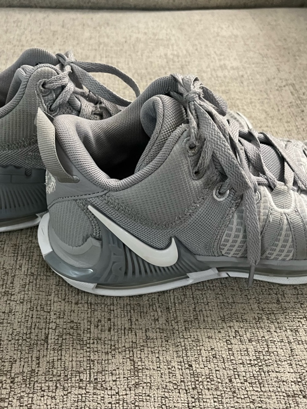 Nike Light Gray and White Mesh Volleyball Shoes